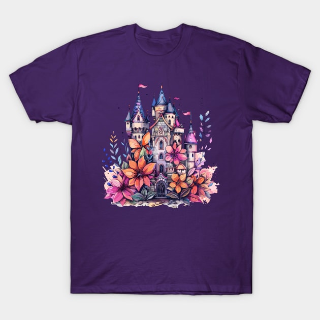 Vintage Magical Garden palace Botanical Princess Castle T-Shirt by RetroZin